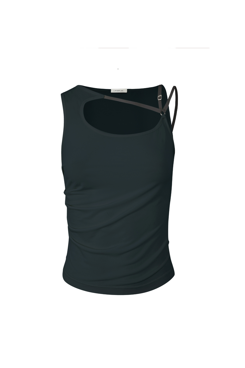 Charcoal Blue Cut-Out Tank Top