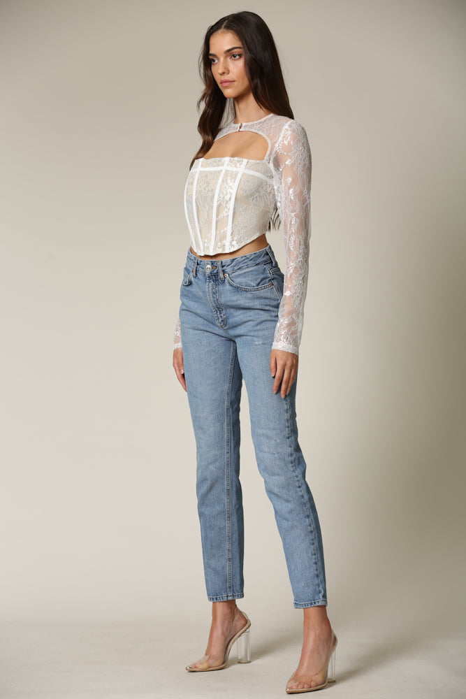 Lace Cut-Out Top – A Bold and Elegant Fashion Statement