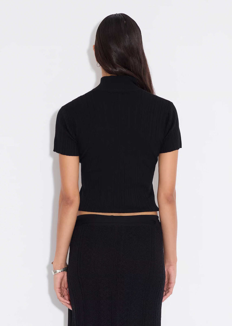 Black Cut-out Ribbed Top