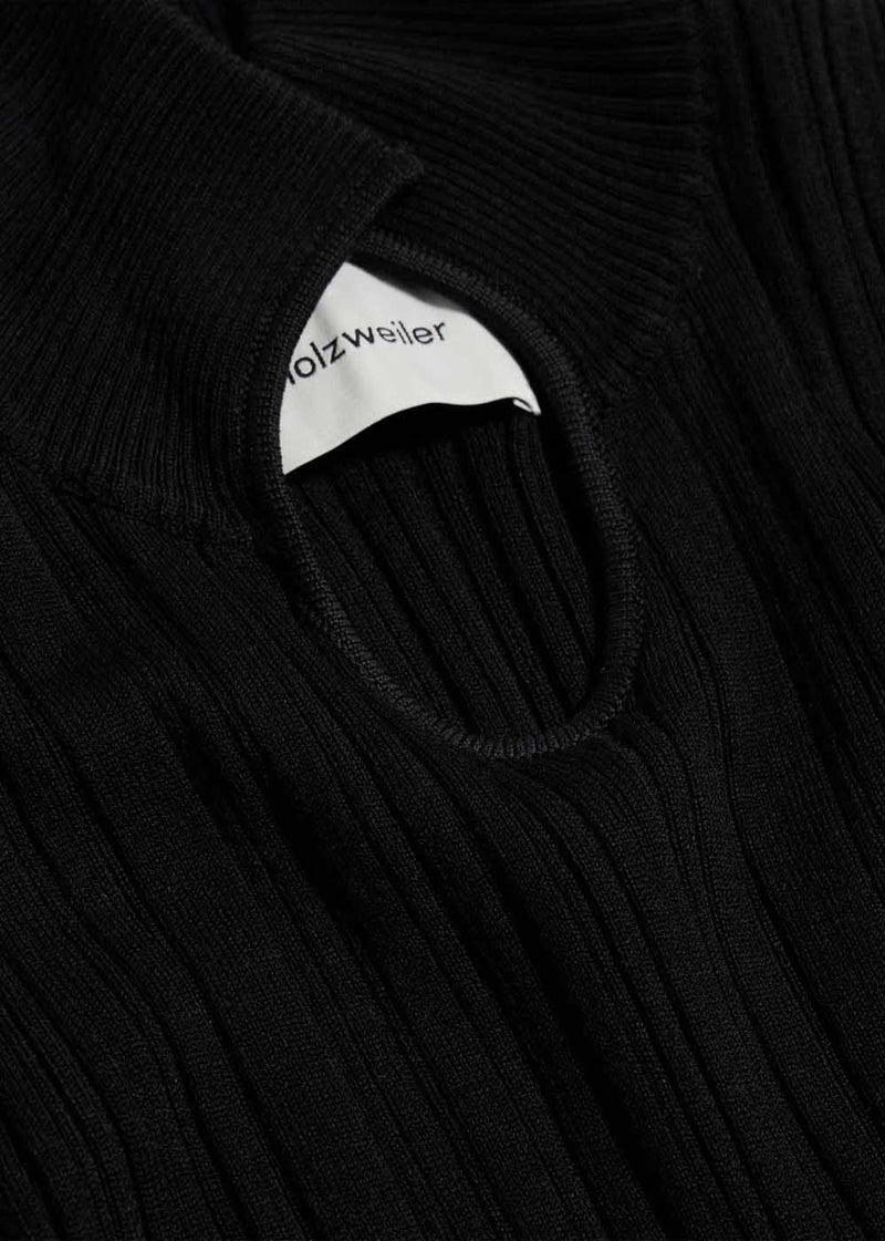 Black Cut-out Ribbed Top