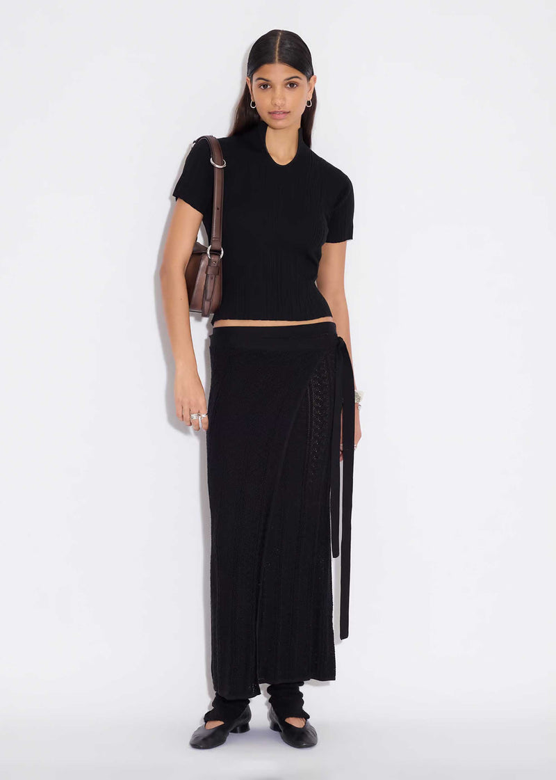 Black Cut-out Ribbed Top