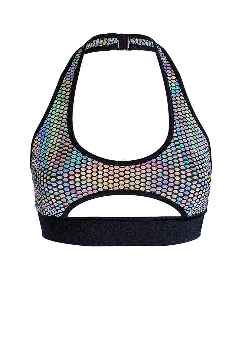 Exes Lingerie - Rave cut out top - Holographic silver