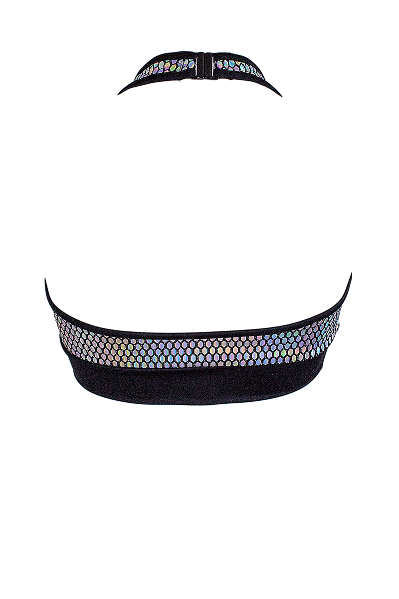 Exes Lingerie - Rave cut out top - Holographic silver