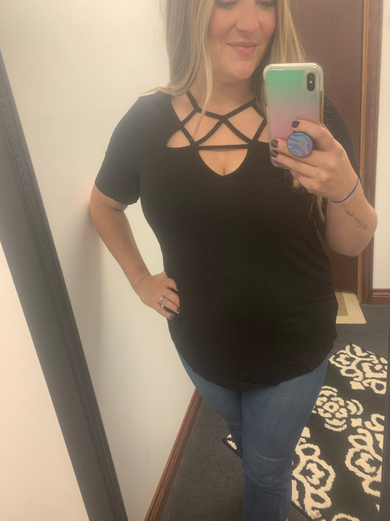 Black Cut Out Detail Top