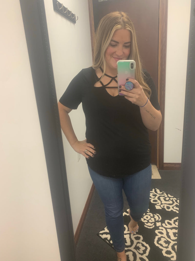 Black Cut Out Detail Top