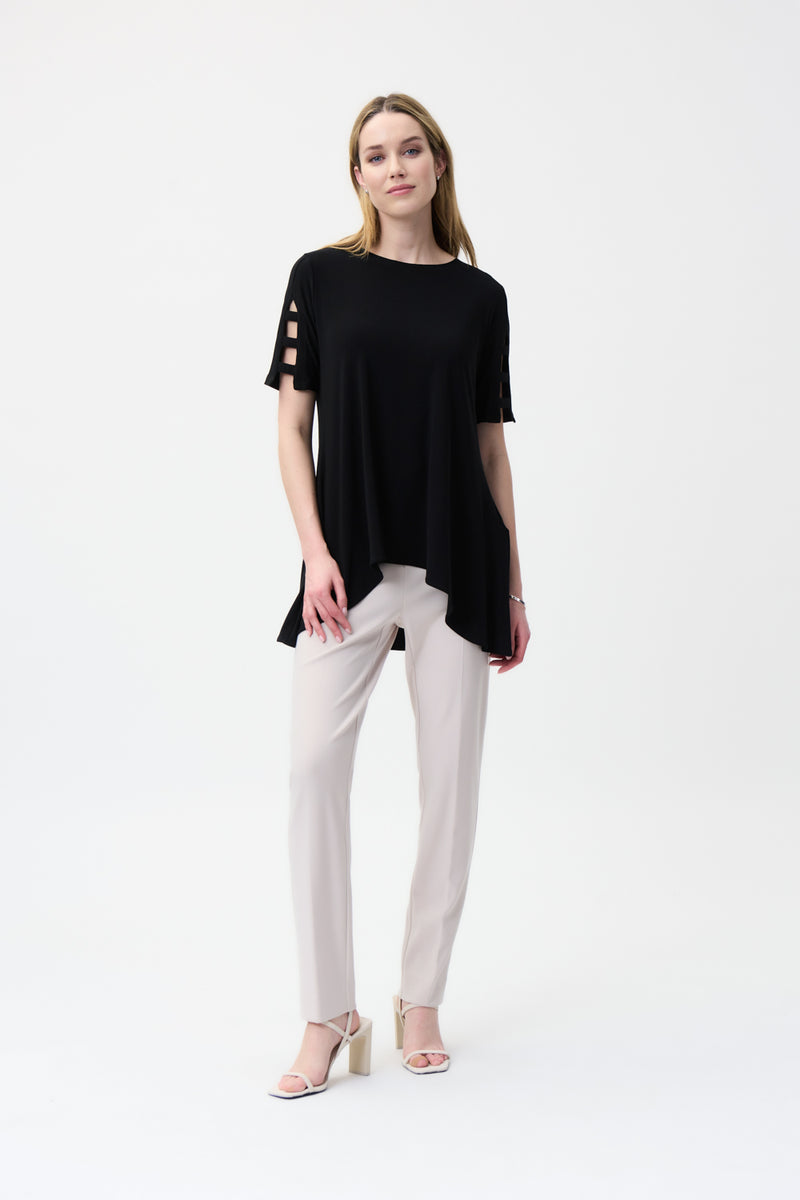 Joseph Ribkoff Black Cut-Out Sleeve Top Style 222079