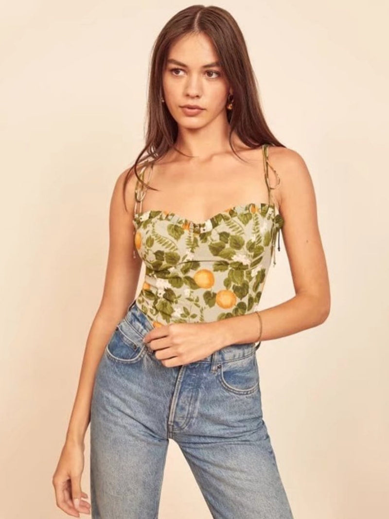 Liber Summer Women's Backless Printed Tank tops&Camis