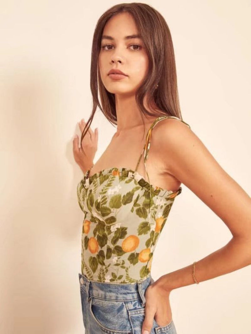 Liber Summer Women's Backless Printed Tank tops&Camis