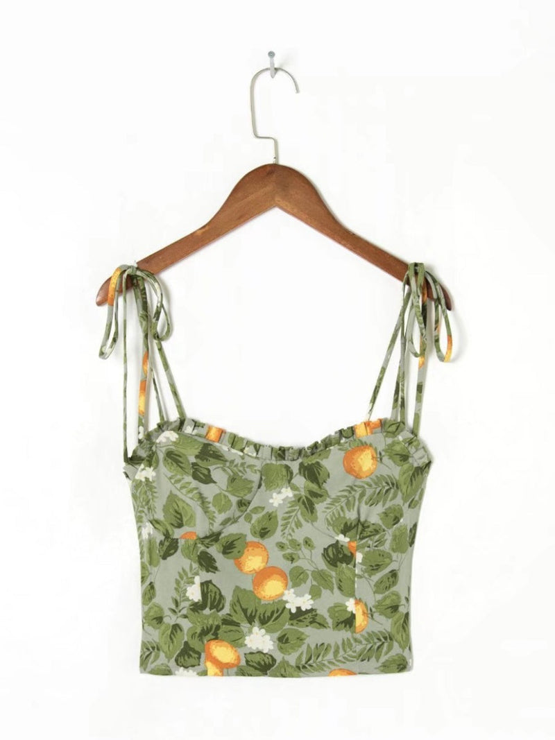 Liber Summer Women's Backless Printed Tank tops&Camis