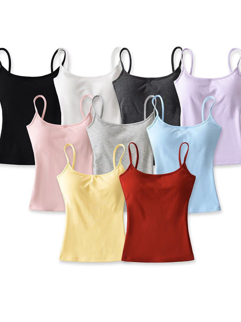 Liber Summer Women's Backless Solid Color Tank tops&Camis