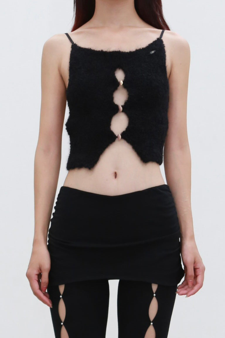 Rui Zhou 24 Autumn and Winter Plush Backless Suspender RUI-RAW24KN06-HEI Onyx Black