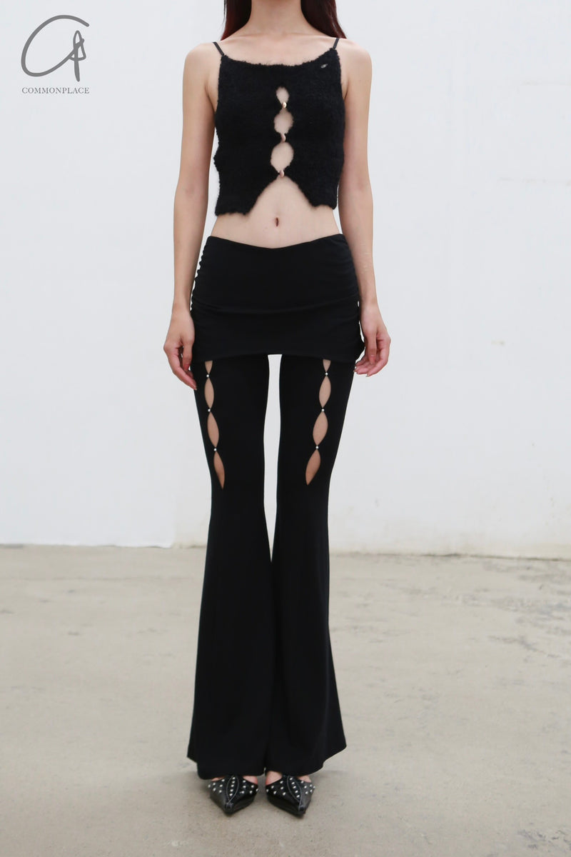 Rui Zhou 24 Autumn and Winter Plush Backless Suspender RUI-RAW24KN06-HEI Onyx Black