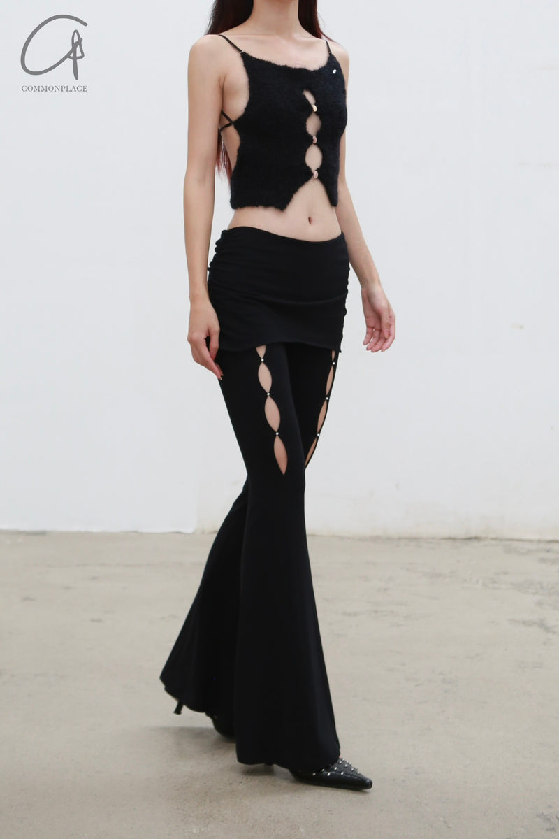 Rui Zhou 24 Autumn and Winter Plush Backless Suspender RUI-RAW24KN06-HEI Onyx Black