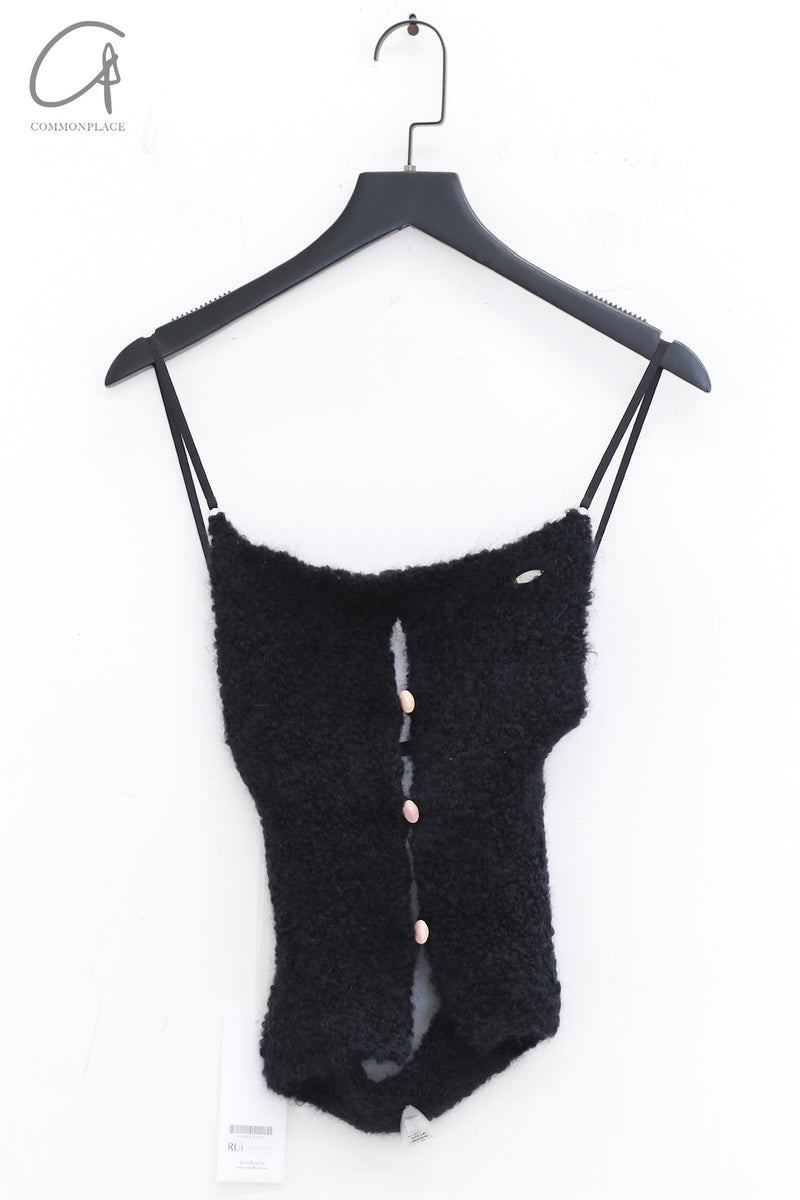 Rui Zhou 24 Autumn and Winter Plush Backless Suspender RUI-RAW24KN06-HEI Onyx Black