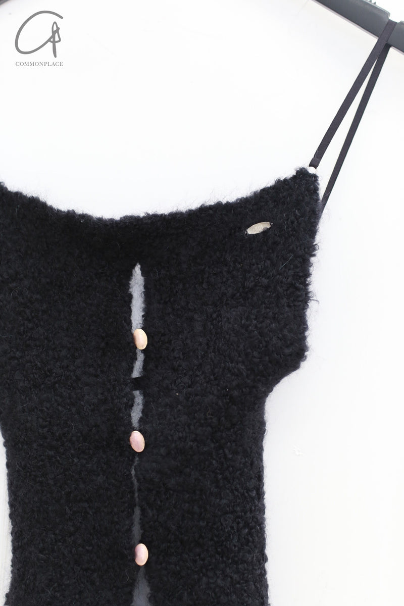 Rui Zhou 24 Autumn and Winter Plush Backless Suspender RUI-RAW24KN06-HEI Onyx Black