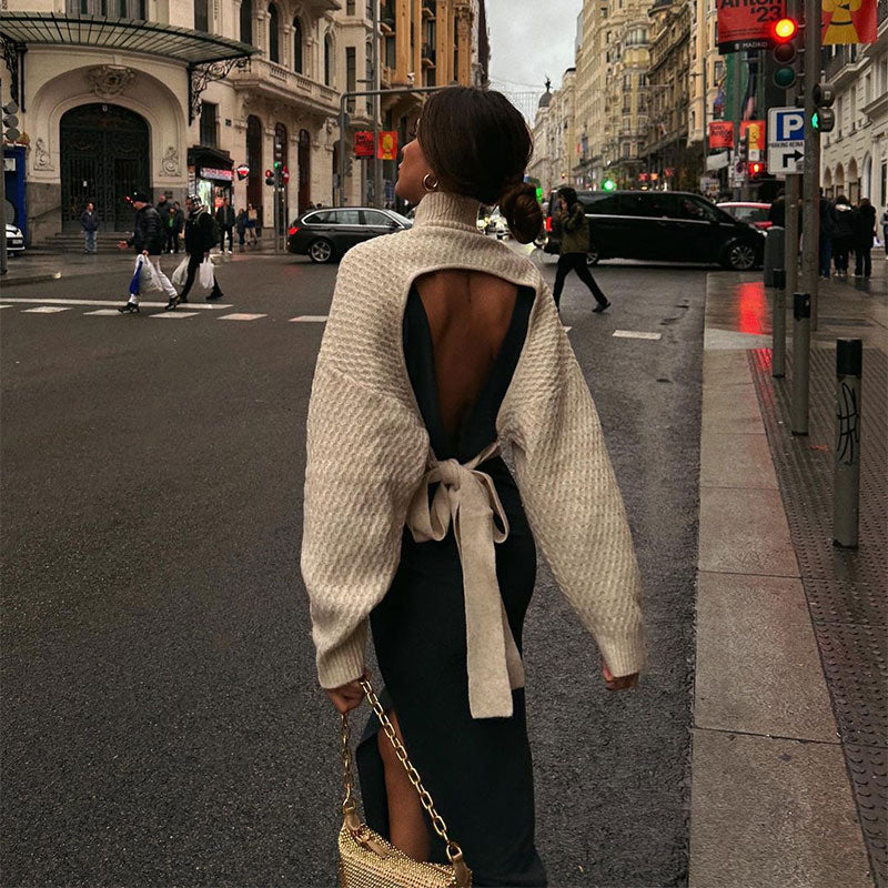 Turtleneck Backless Sweater