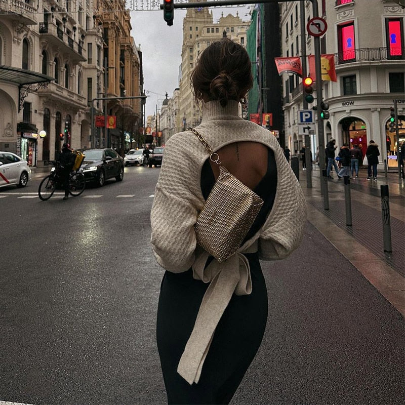 Turtleneck Backless Sweater