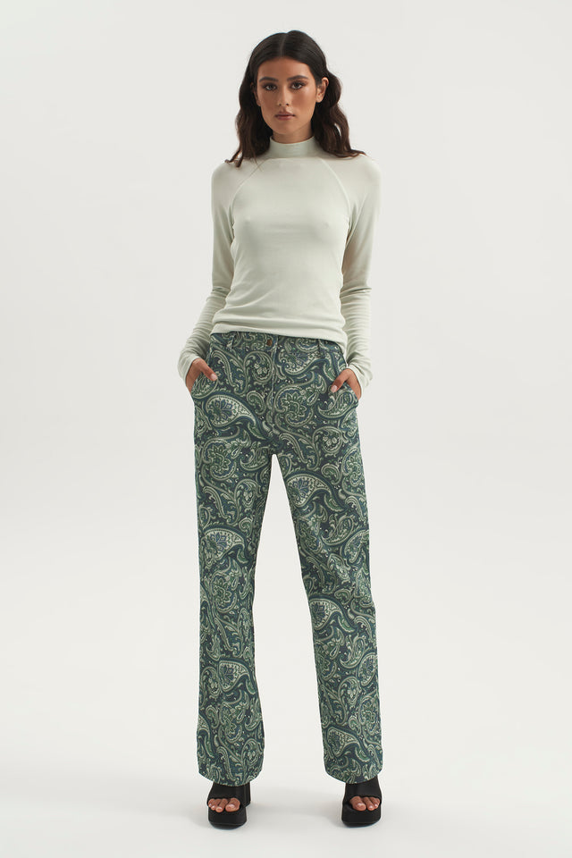 BEATRIX BACKLESS JERSEY TURTLENECK | SEAFOAM