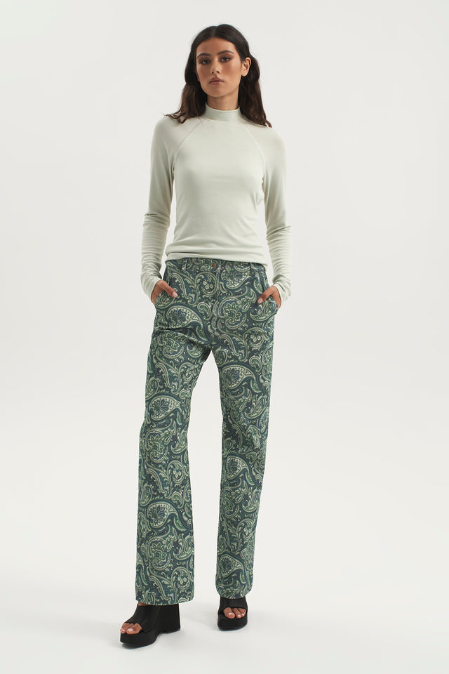 BEATRIX BACKLESS JERSEY TURTLENECK | SEAFOAM