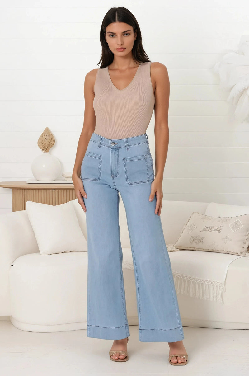 Cindy Wide Leg Jeans in Light Denim