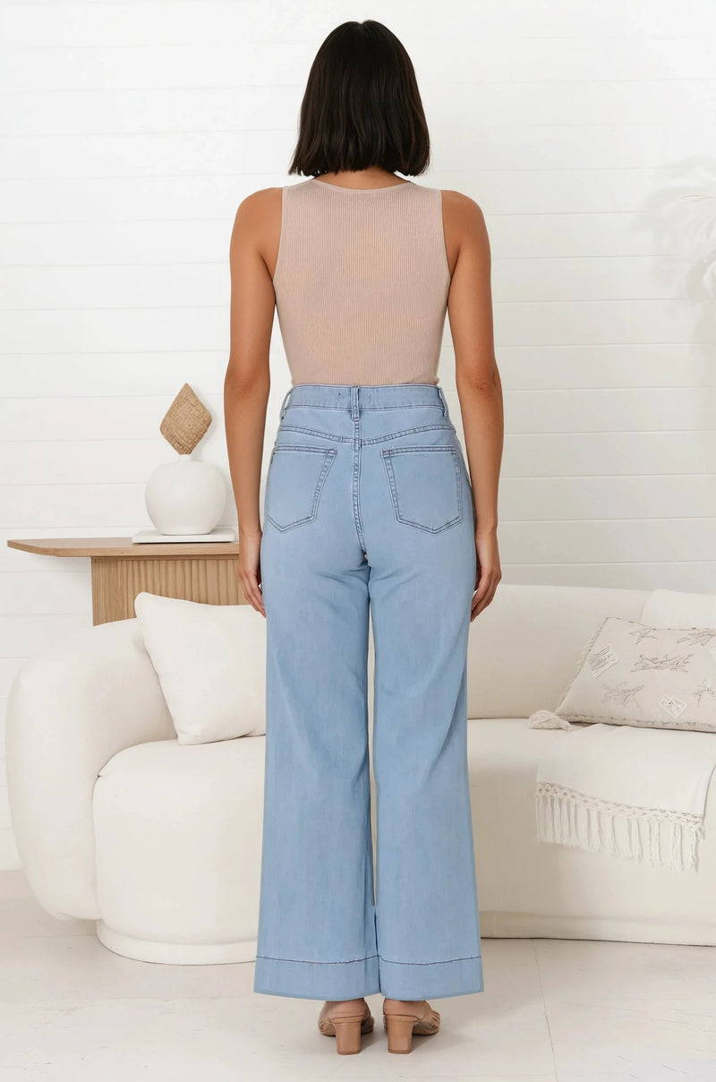 Cindy Wide Leg Jeans in Light Denim