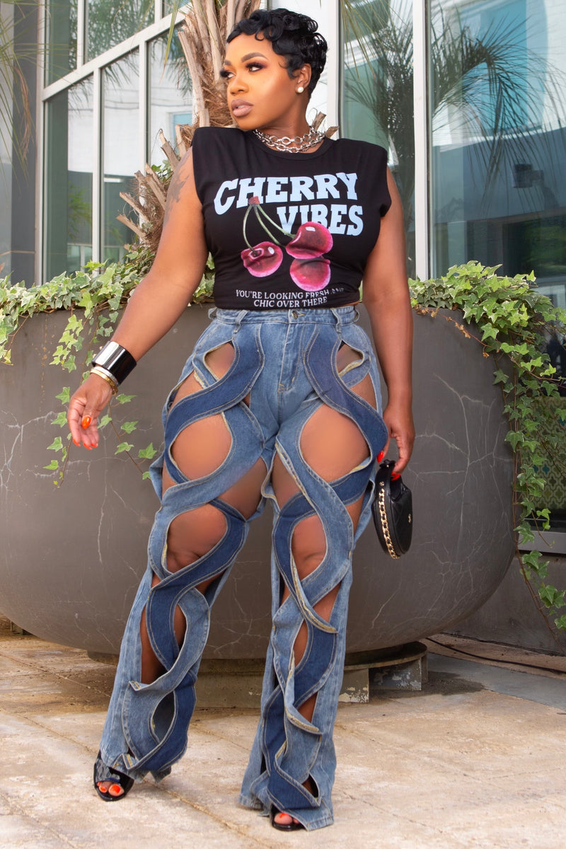 Carlene Cowgirl Cutie Cut-Out Denim Jeans