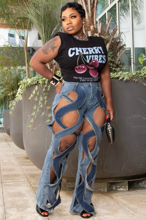 Carlene Cowgirl Cutie Cut-Out Denim Jeans