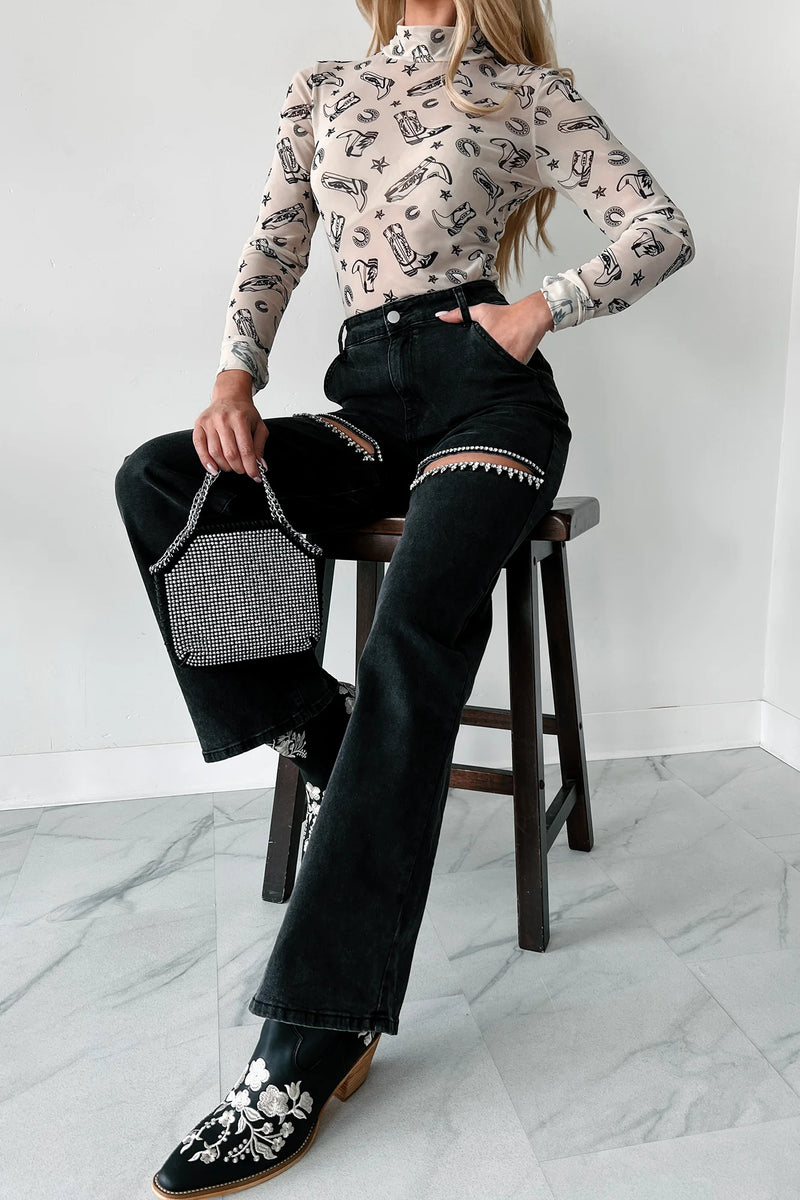 AS SEEN ON TAYLOR!! The Nikki Black Denim Rhinestone Jean