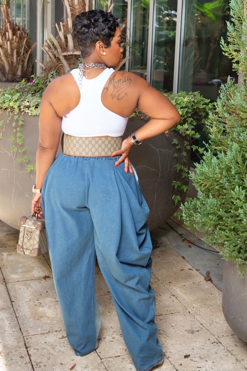 Charlene Statement Draped Denim Jeans