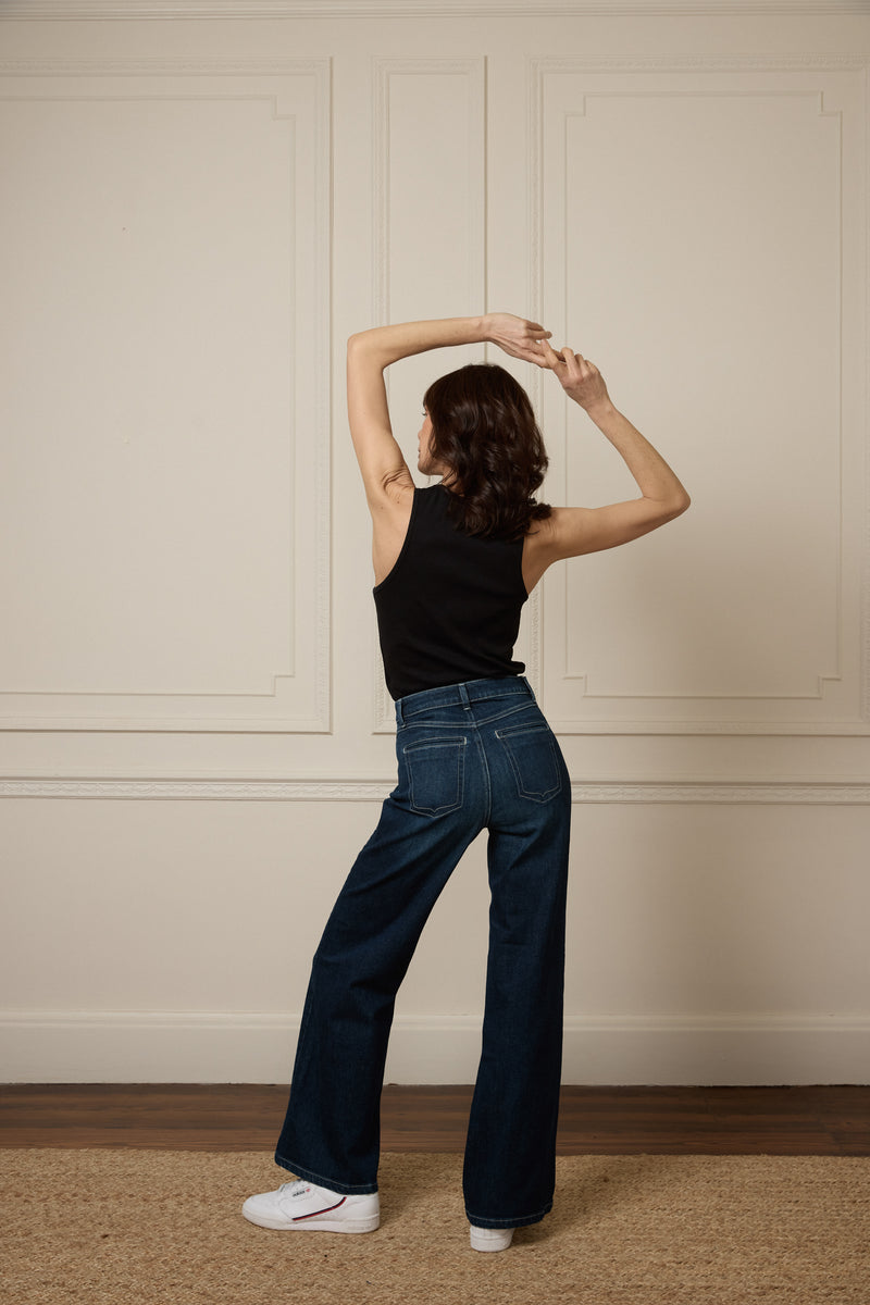 Kate The High Top Patch Pocket Relaxed Wide Leg | When Night Fell [Dark Blue Denim]