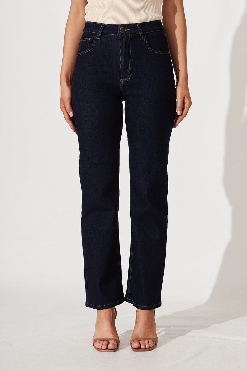 Atwood High Rise Relaxed Leg Jean In Dark Blue Denim
