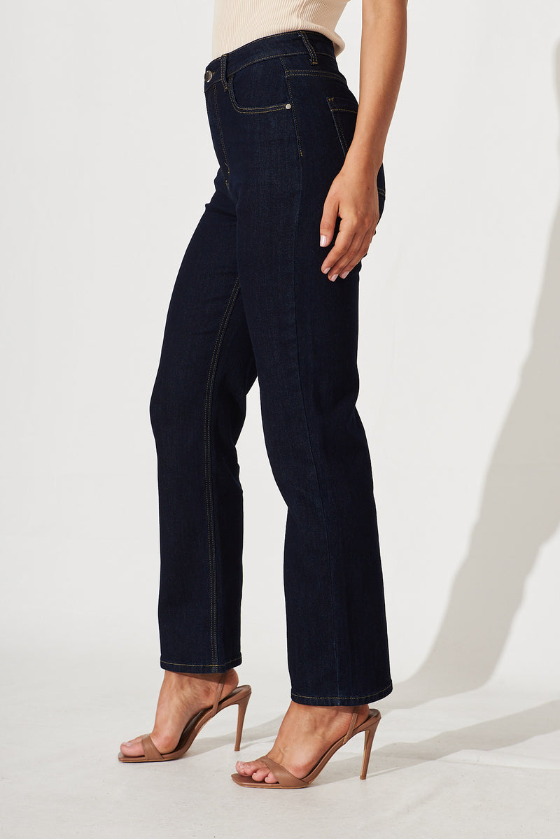 Atwood High Rise Relaxed Leg Jean In Dark Blue Denim