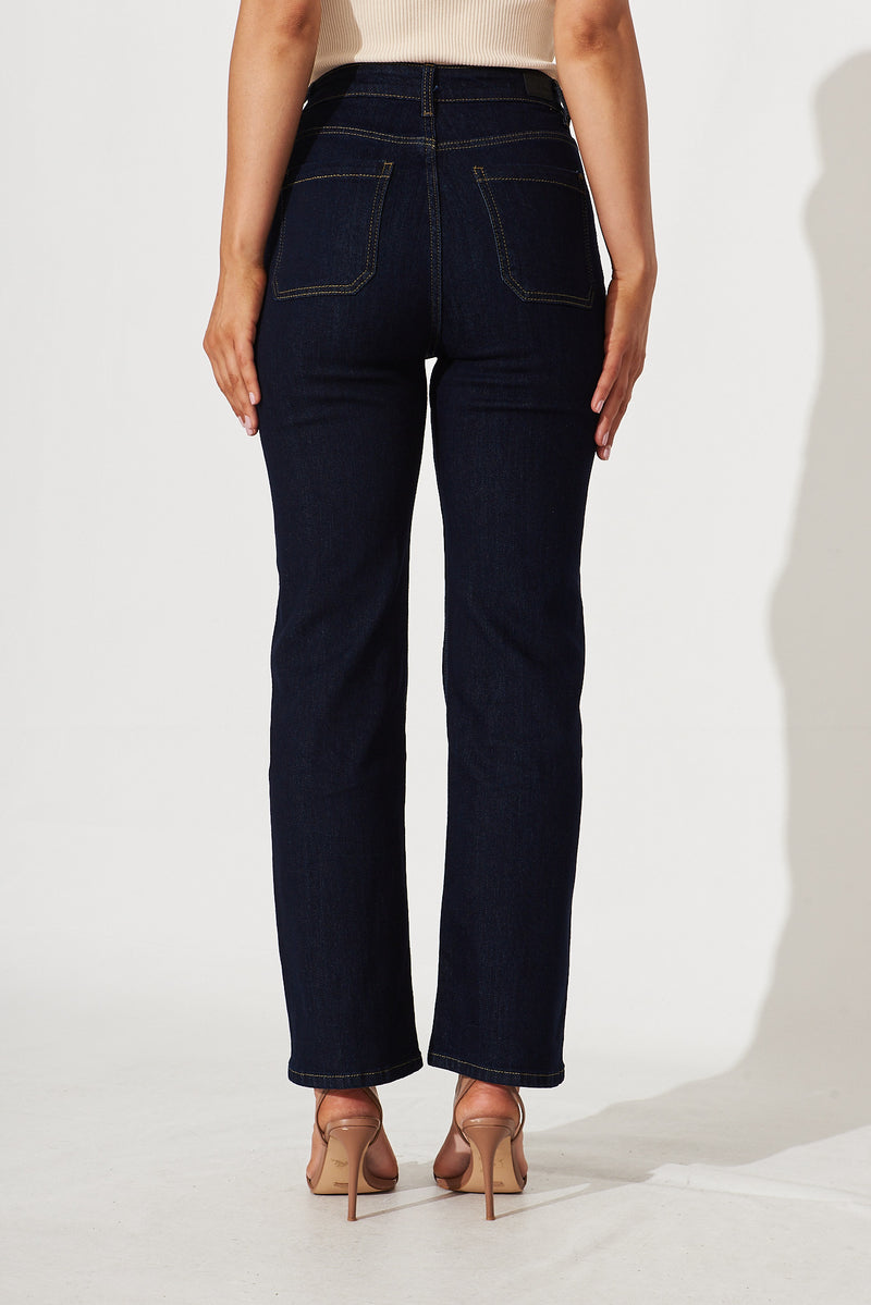 Atwood High Rise Relaxed Leg Jean In Dark Blue Denim