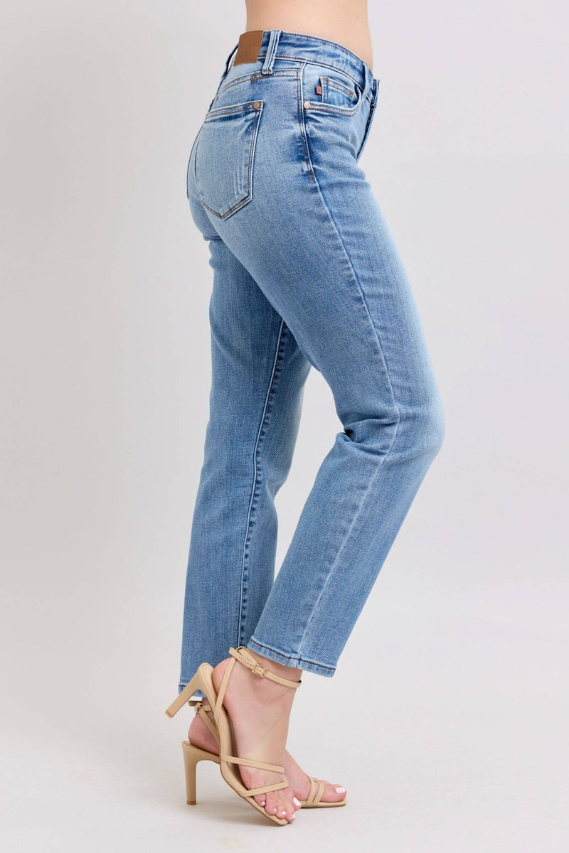 Judy Blue Mid Rise Vintage Wash Cell Phone Pocket Slim Denim Jeans 82626