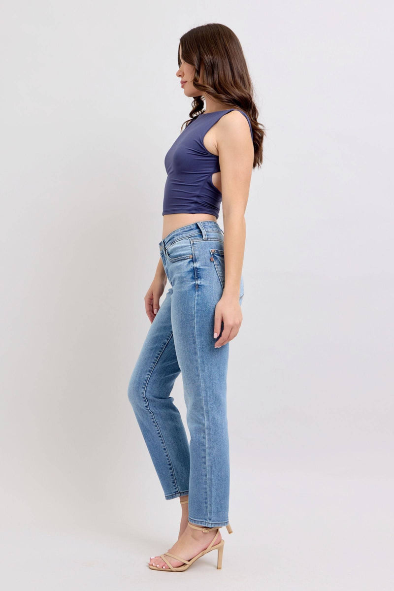 Judy Blue Mid Rise Vintage Wash Cell Phone Pocket Slim Denim Jeans 82626