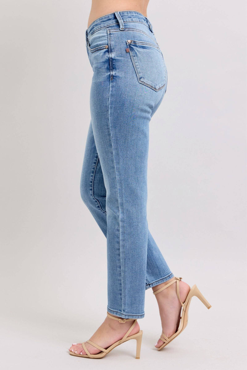 Judy Blue Mid Rise Vintage Wash Cell Phone Pocket Slim Denim Jeans 82626