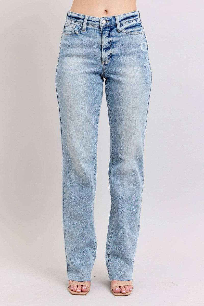 Judy Blue Mid Rise Light Wash Dad Denim Jeans 88926