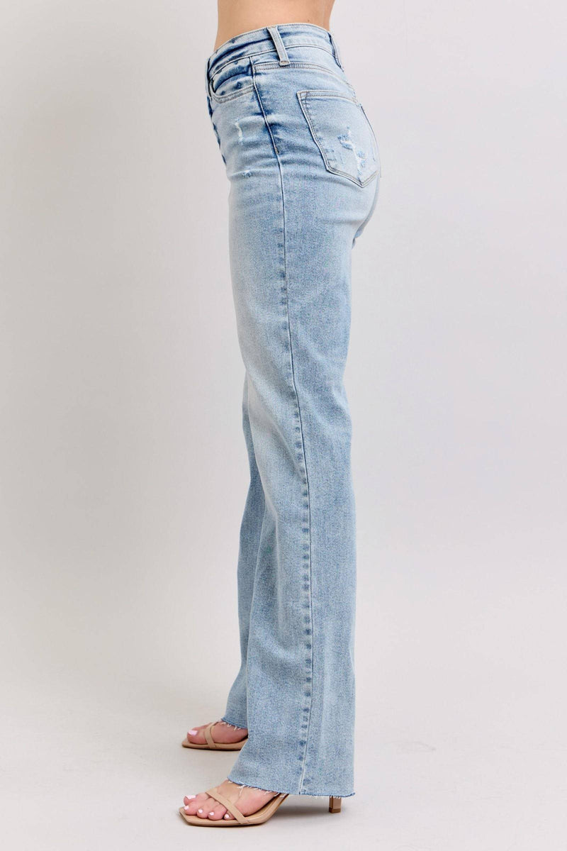 Judy Blue Mid Rise Light Wash Dad Denim Jeans 88926