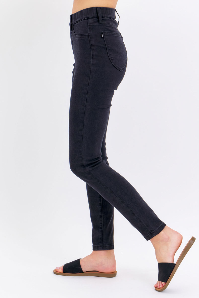 Judy Blue High Waist Pull-On Shield Pockets Black Skinny Denim Jeans 88581