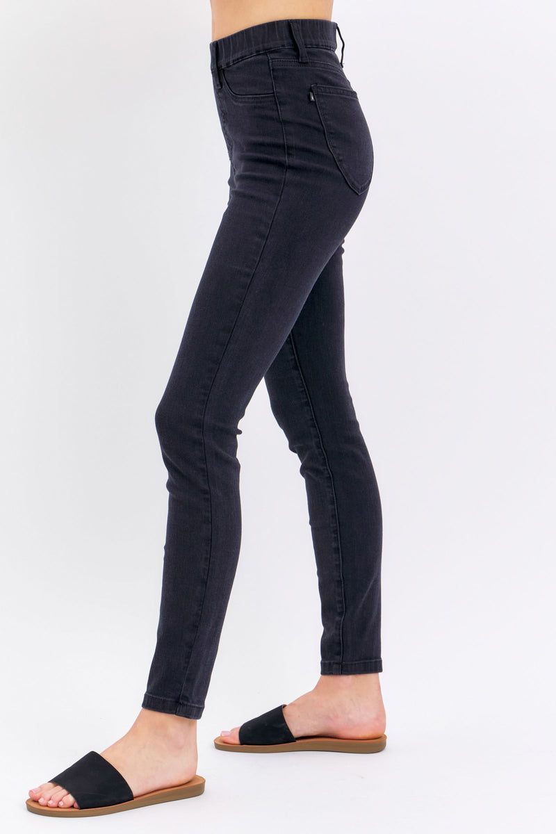 Judy Blue High Waist Pull-On Shield Pockets Black Skinny Denim Jeans 88581