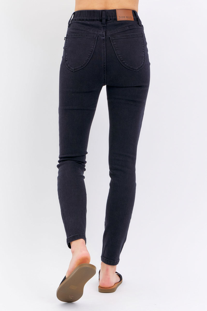 Judy Blue High Waist Pull-On Shield Pockets Black Skinny Denim Jeans 88581