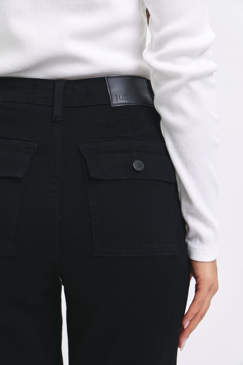 Judy Blue High Waist Cargo Cuff Black Jogger Denim Jeans 88910