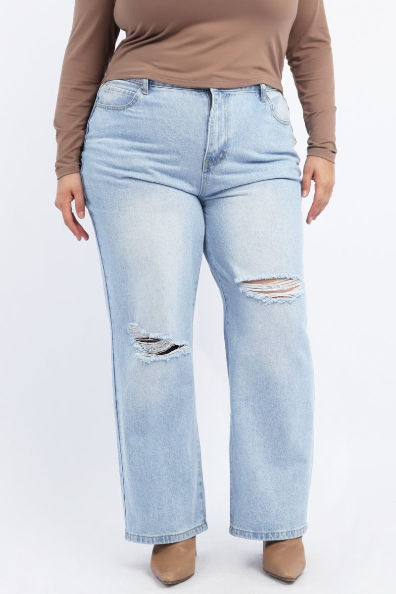Denim Straight Jeans Mid Rise