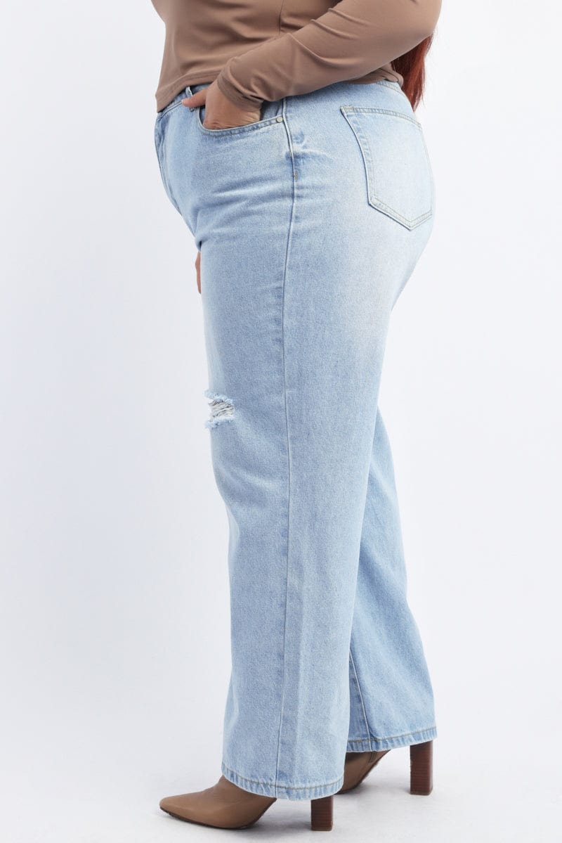 Denim Straight Jeans Mid Rise