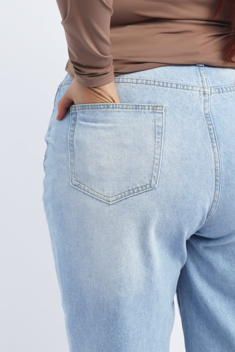 Denim Straight Jeans Mid Rise