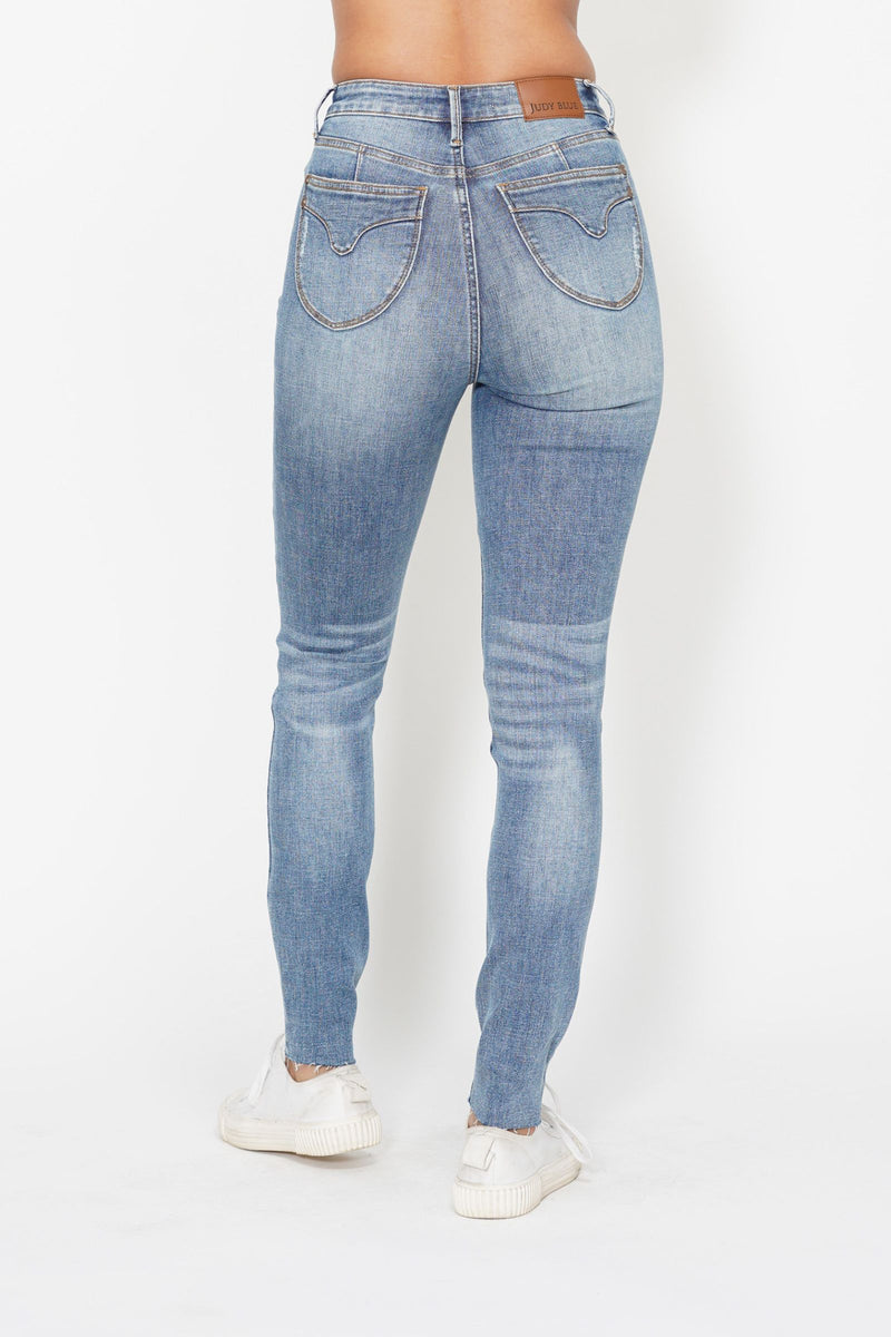 Judy Blue High Waist Tummy Control Vintage Shield Skinny Denim Jeans 88871