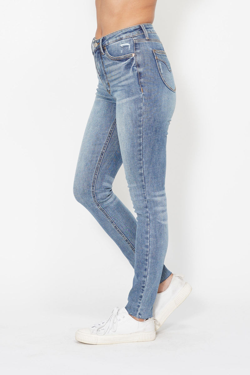 Judy Blue High Waist Tummy Control Vintage Shield Skinny Denim Jeans 88871