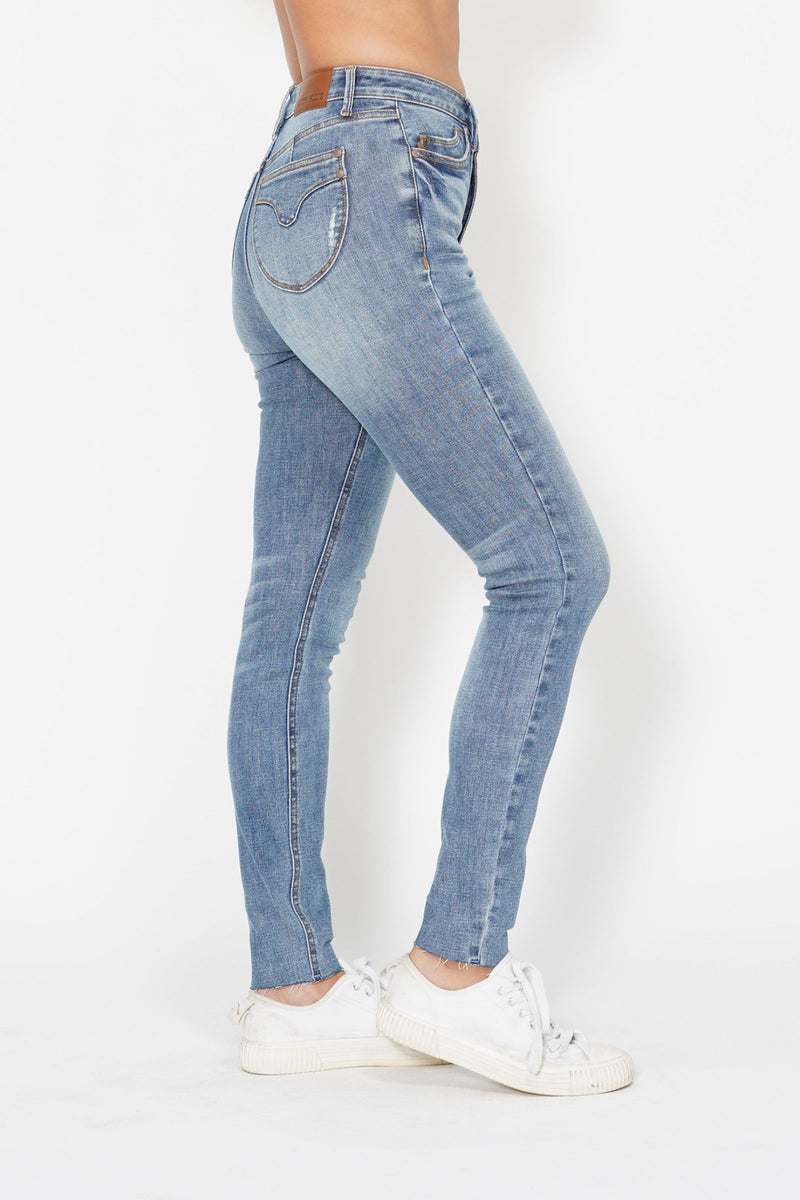Judy Blue High Waist Tummy Control Vintage Shield Skinny Denim Jeans 88871