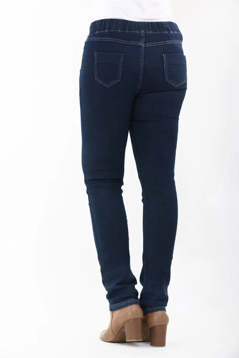 W04B2329 Indigo Night Elasticated Drawstring Stretch Denim Jeans