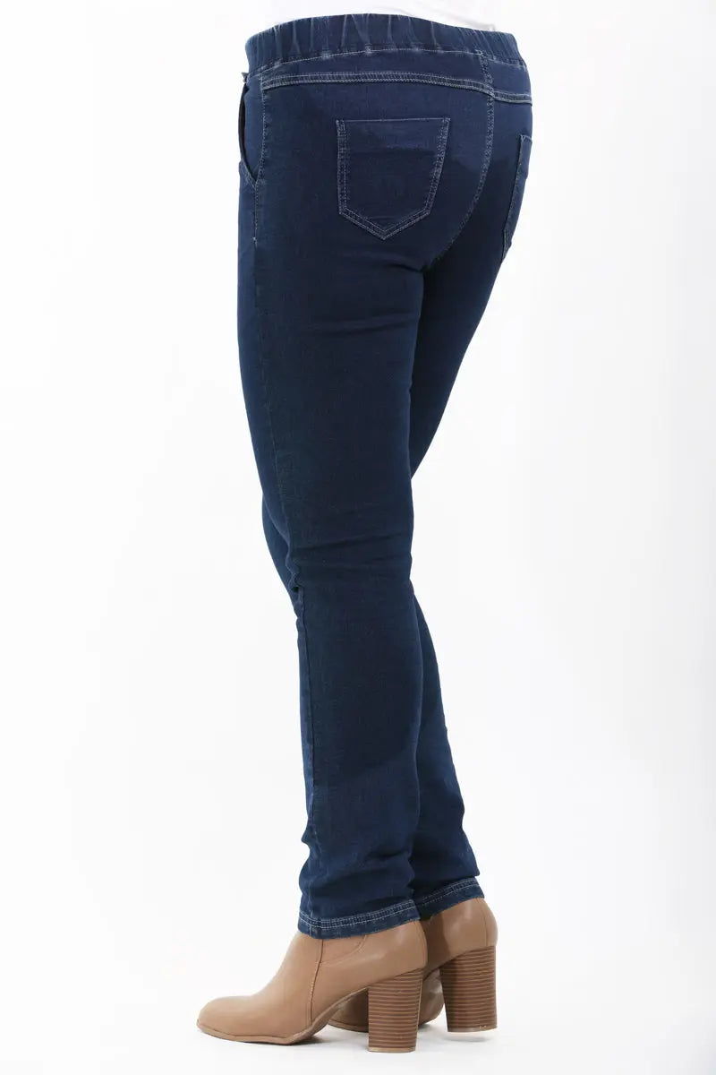 W04B2329 Indigo Night Elasticated Drawstring Stretch Denim Jeans
